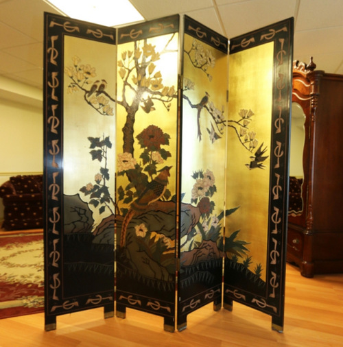 lacquerd asian folding screen, home furnishings, st. louis auctions, IL auctions, MO auctions, father time auctions, antique auctions